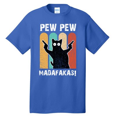 Vintage Retro Pew Pew Madafakas Crazy Cat Funny Gamer Gift Tall T-Shirt