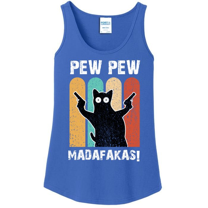 Vintage Retro Pew Pew Madafakas Crazy Cat Funny Gamer Gift Ladies Essential Tank