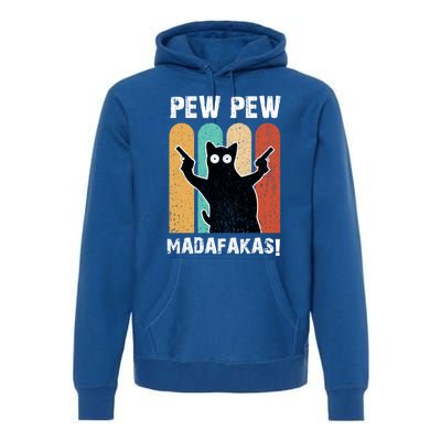 Vintage Retro Pew Pew Madafakas Crazy Cat Funny Gamer Gift Premium Hoodie