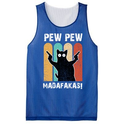 Vintage Retro Pew Pew Madafakas Crazy Cat Funny Gamer Gift Mesh Reversible Basketball Jersey Tank