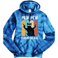 Vintage Retro Pew Pew Madafakas Crazy Cat Funny Gamer Gift Tie Dye Hoodie