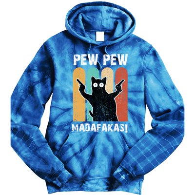 Vintage Retro Pew Pew Madafakas Crazy Cat Funny Gamer Gift Tie Dye Hoodie