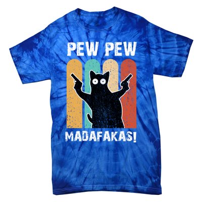 Vintage Retro Pew Pew Madafakas Crazy Cat Funny Gamer Gift Tie-Dye T-Shirt