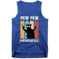 Vintage Retro Pew Pew Madafakas Crazy Cat Funny Gamer Gift Tank Top