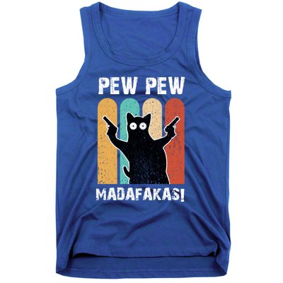 Vintage Retro Pew Pew Madafakas Crazy Cat Funny Gamer Gift Tank Top