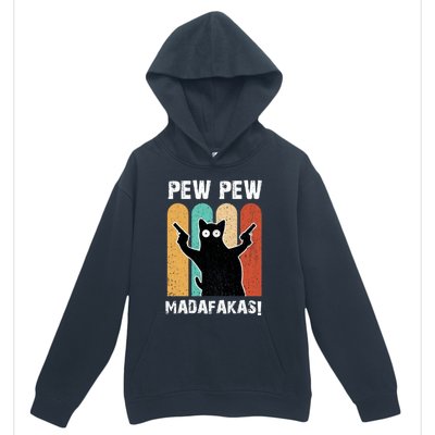 Vintage Retro Pew Pew Madafakas Crazy Cat Funny Gamer Gift Urban Pullover Hoodie