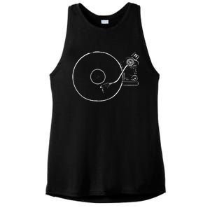 Vinyl Record Player Sketch Drawing Ladies PosiCharge Tri-Blend Wicking Tank