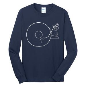 Vinyl Record Player Sketch Drawing Tall Long Sleeve T-Shirt