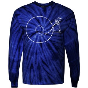 Vinyl Record Player Sketch Drawing Tie-Dye Long Sleeve Shirt