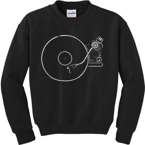 Vinyl Record Player Sketch Drawing Kids Sweatshirt