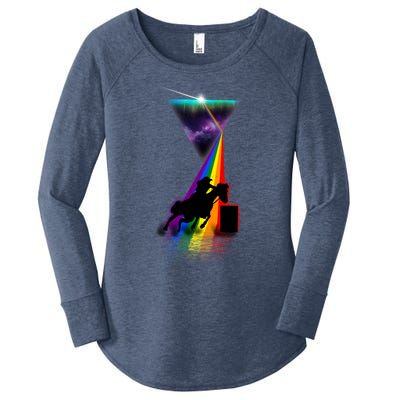 Vintage Retro Prism Barrel Racing Great Gift Women's Perfect Tri Tunic Long Sleeve Shirt