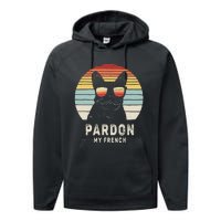 Vintage Retro Pardon My French Frenchie Bulldog Dog Performance Fleece Hoodie