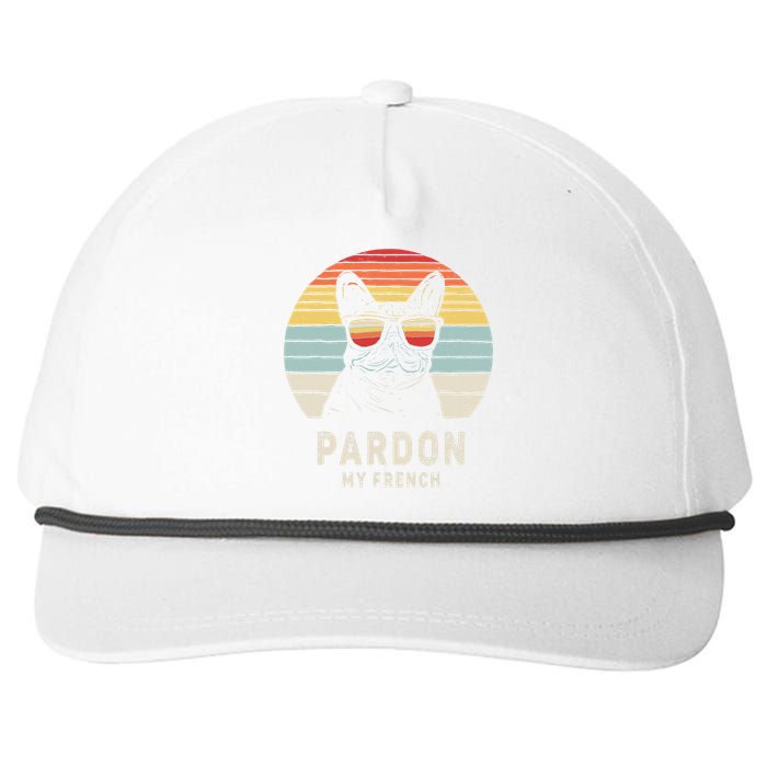 Vintage Retro Pardon My French Frenchie Bulldog Dog Snapback Five-Panel Rope Hat