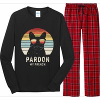 Vintage Retro Pardon My French Frenchie Bulldog Dog Long Sleeve Pajama Set