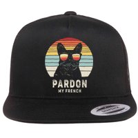 Vintage Retro Pardon My French Frenchie Bulldog Dog Flat Bill Trucker Hat