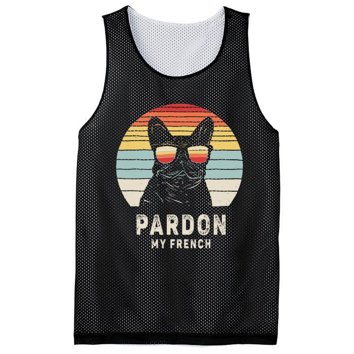 Vintage Retro Pardon My French Frenchie Bulldog Dog Mesh Reversible Basketball Jersey Tank