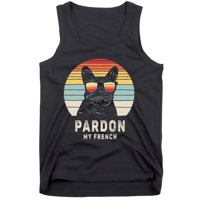 Vintage Retro Pardon My French Frenchie Bulldog Dog Tank Top