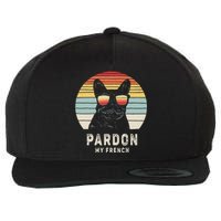 Vintage Retro Pardon My French Frenchie Bulldog Dog Wool Snapback Cap