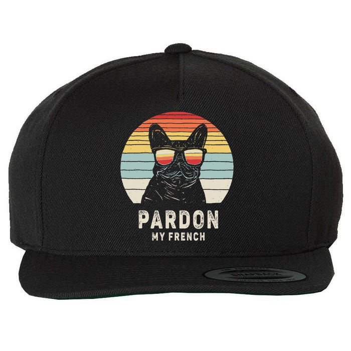 Vintage Retro Pardon My French Frenchie Bulldog Dog Wool Snapback Cap