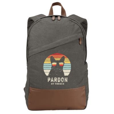 Vintage Retro Pardon My French Frenchie Bulldog Dog Cotton Canvas Backpack