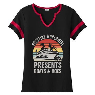 Vintage Retro Prestige Worldwide Presents Boats And Hoes Gift Ladies Halftime Notch Neck Tee