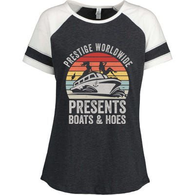 Vintage Retro Prestige Worldwide Presents Boats And Hoes Gift Enza Ladies Jersey Colorblock Tee