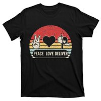 Vintage Retro Peace Love Deliver Post Box Cute Postal Worker T-Shirt