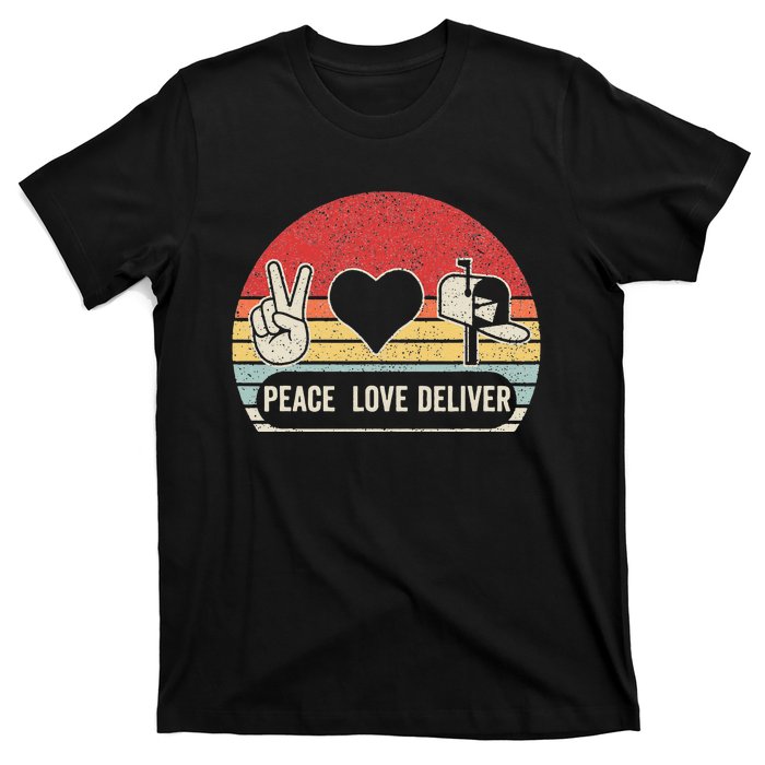 Vintage Retro Peace Love Deliver Post Box Cute Postal Worker T-Shirt