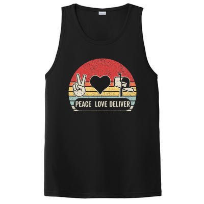 Vintage Retro Peace Love Deliver Post Box Cute Postal Worker PosiCharge Competitor Tank