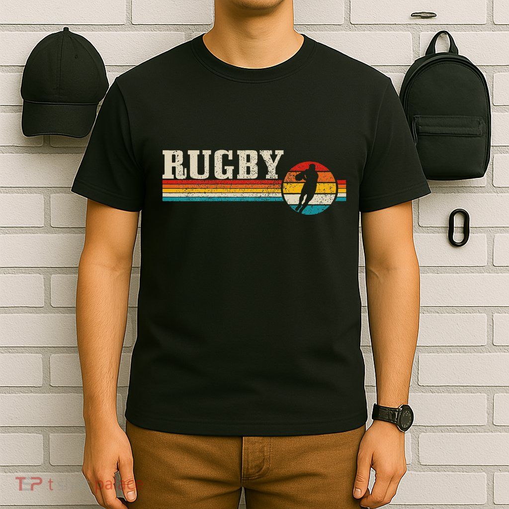 Vintage Rugby Player Sport Retro Football T-Shirt