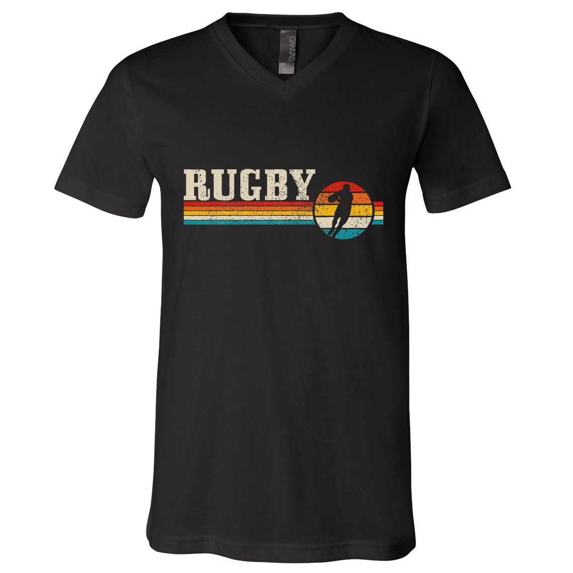 Vintage Rugby Player Sport Retro Football V-Neck T-Shirt