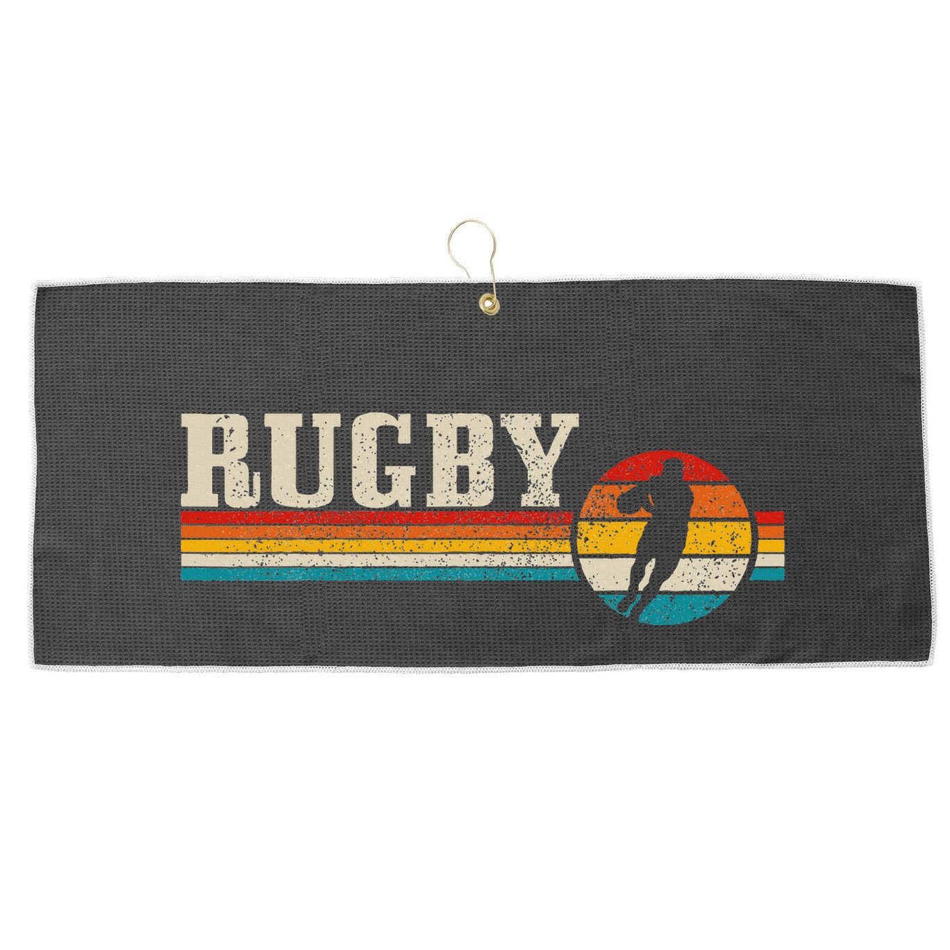 Vintage Rugby Player Sport Retro Football Large Microfiber Waffle Golf Towel