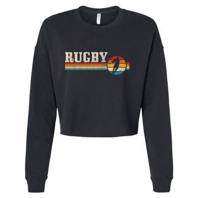 Vintage Rugby Player Sport Retro Football Cropped Pullover Crew