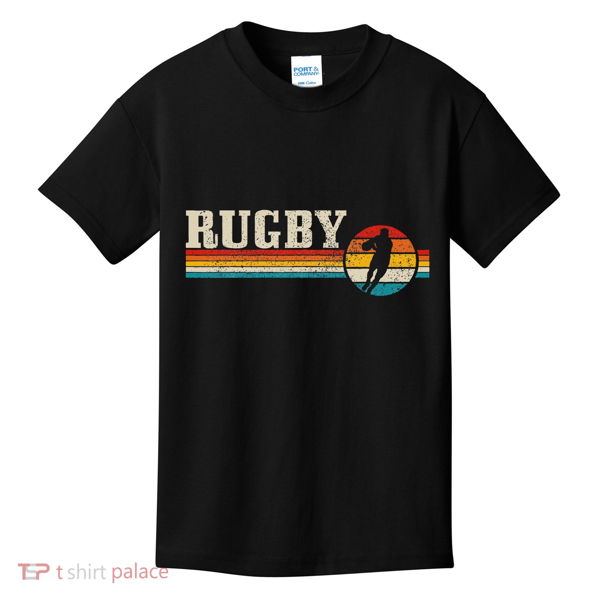 Vintage Rugby Player Sport Retro Football Kids T-Shirt