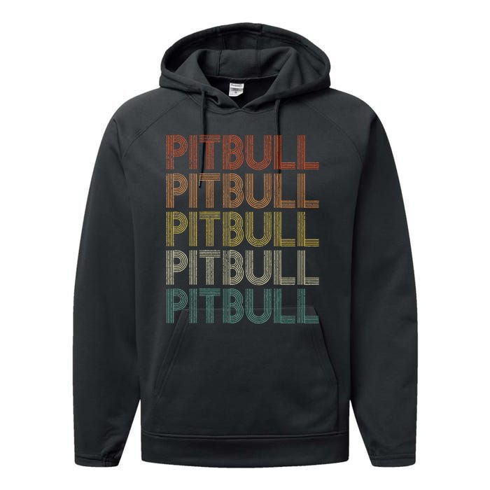 Vintage Retro Pitbull Performance Fleece Hoodie