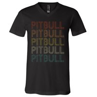 Vintage Retro Pitbull V-Neck T-Shirt