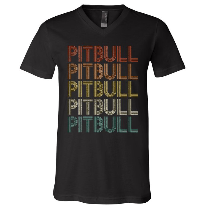 Vintage Retro Pitbull V-Neck T-Shirt