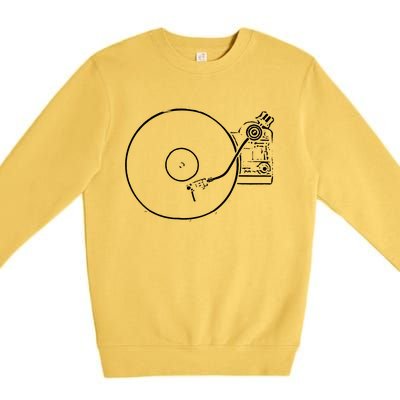 Vinyl Record Player Sketch Drawing Gift Premium Crewneck Sweatshirt