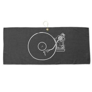 Vinyl Record Player Sketch Drawing Gift Large Microfiber Waffle Golf Towel