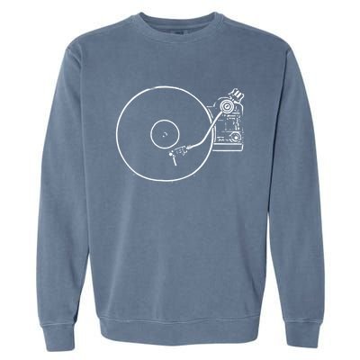 Vinyl Record Player Sketch Drawing Gift Garment-Dyed Sweatshirt