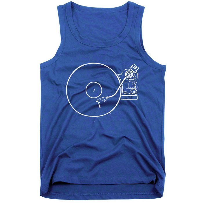 Vinyl Record Player Sketch Drawing Gift Tank Top