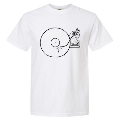 Vinyl Record Player Sketch Drawing Gift Garment-Dyed Heavyweight T-Shirt