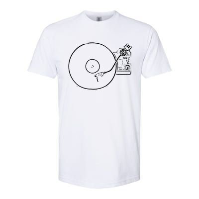 Vinyl Record Player Sketch Drawing Gift Softstyle CVC T-Shirt