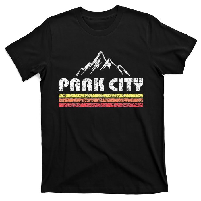 Vintage Retro Park City Utah Mountain Faded Bars Ski Sports T-Shirt