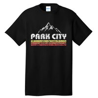 Vintage Retro Park City Utah Mountain Faded Bars Ski Sports Tall T-Shirt