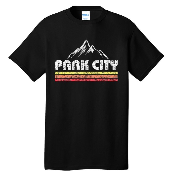 Vintage Retro Park City Utah Mountain Faded Bars Ski Sports Tall T-Shirt