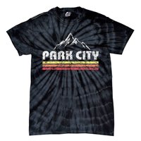 Vintage Retro Park City Utah Mountain Faded Bars Ski Sports Tie-Dye T-Shirt