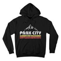 Vintage Retro Park City Utah Mountain Faded Bars Ski Sports Tall Hoodie