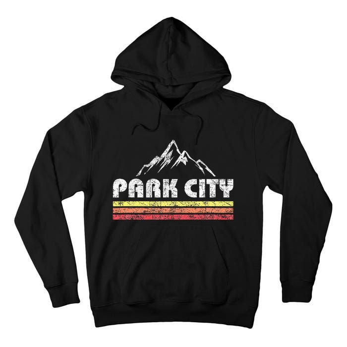 Vintage Retro Park City Utah Mountain Faded Bars Ski Sports Tall Hoodie