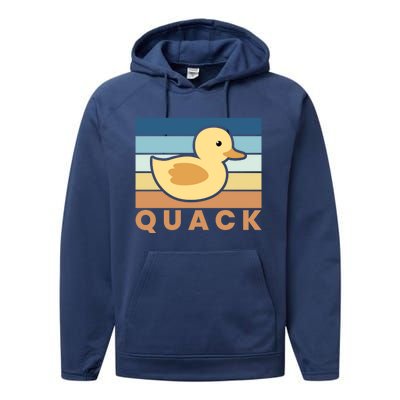 Vintage Retro Quack Rubber Duck Gift Performance Fleece Hoodie